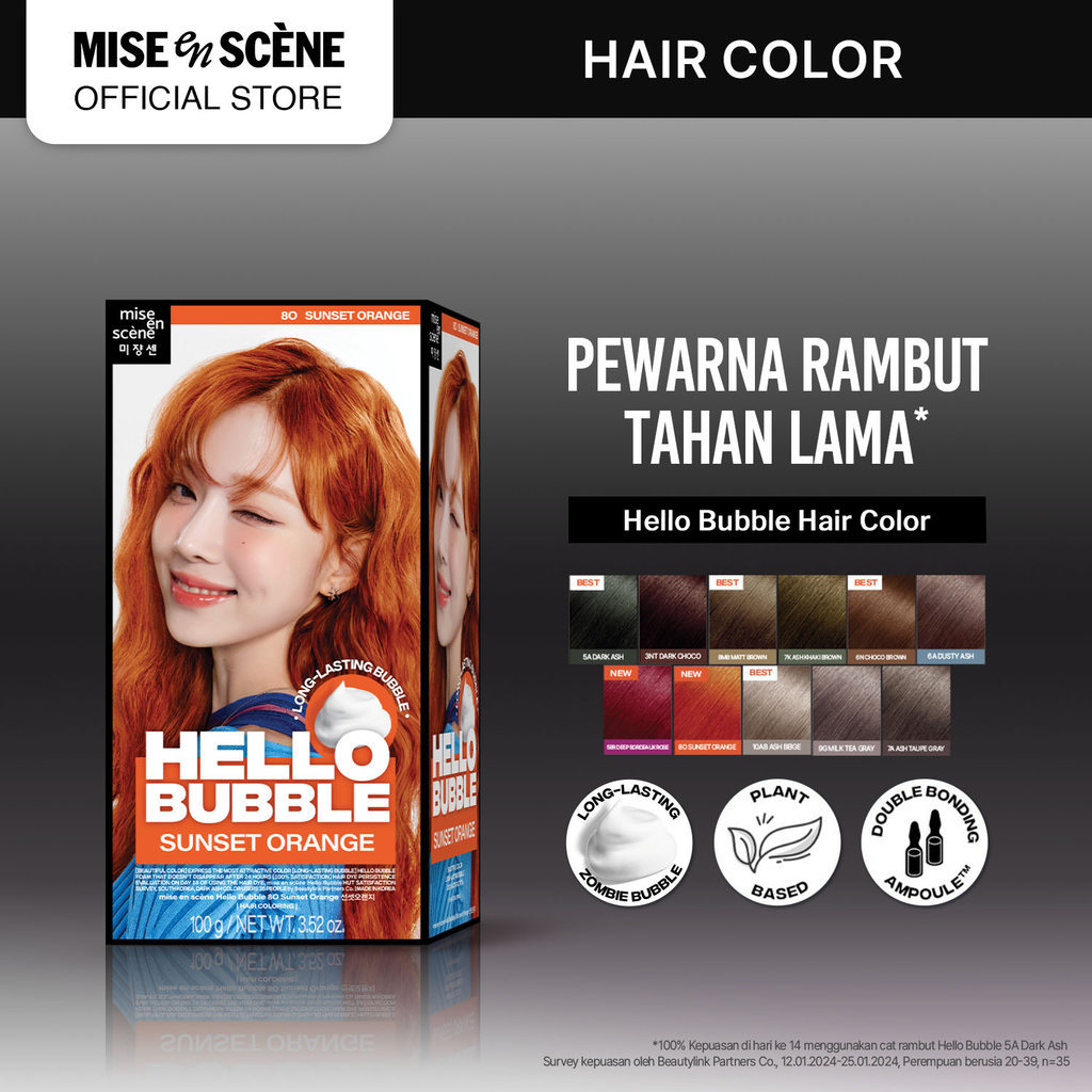 NEW mise en scene Hello Bubble - Hair Color 2025 Pewarna Rambut dengan Bentuk Bubble Foam Warna Taha