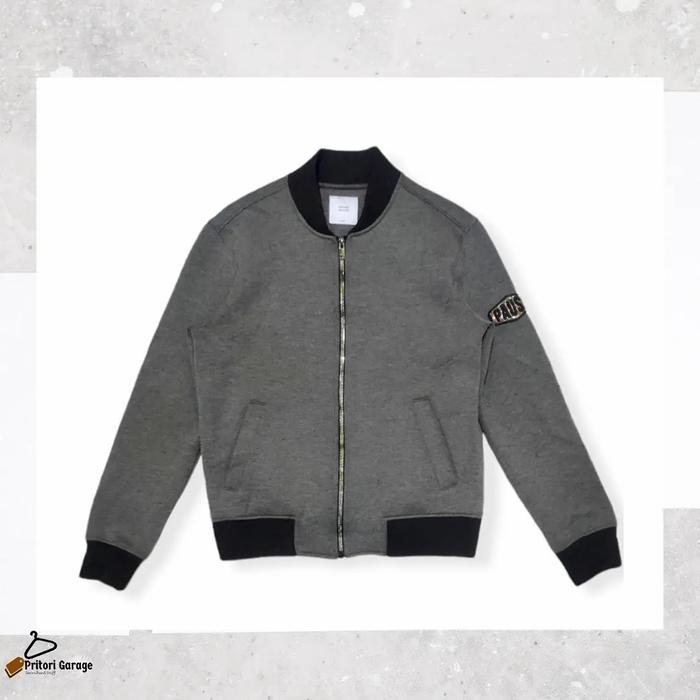 Bomber Soft Shell Jacket Design United Emboss Bordir Grey Black Color