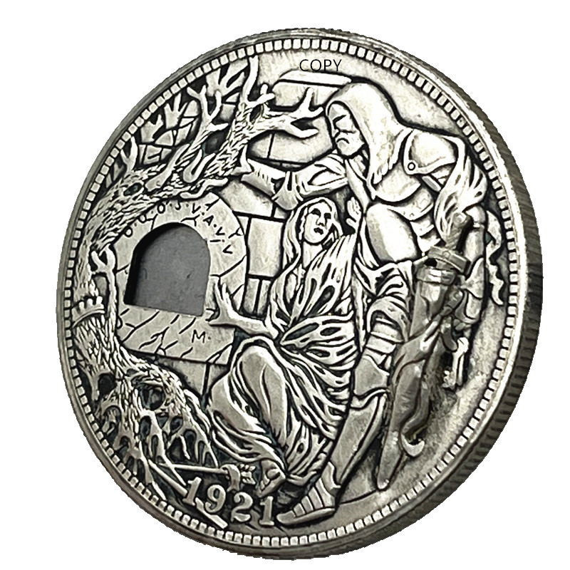 Movable Mechanism Holy Grail Coin Hobo Nickel Morgan Dollar Roman Booteen Wandering Removeable Sword