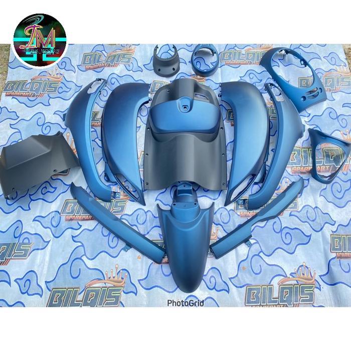 Cover Body Full Set Halus Scoopy Fi Esp Tahun 2013-2016 Warna Biru  Hitam Doff