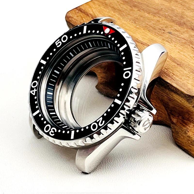Casing Jam Tangan Mod SKX007 Cocok untuk Mesin NH34 NH35 NH36 4R, Kaca Kristal Safir, Casing Jam Tan