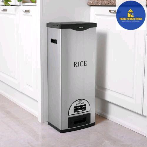 Rice Box Tempat Beras BJ30 Dengan Auto Keyboard Stainless Steel 30 Kg - Silver