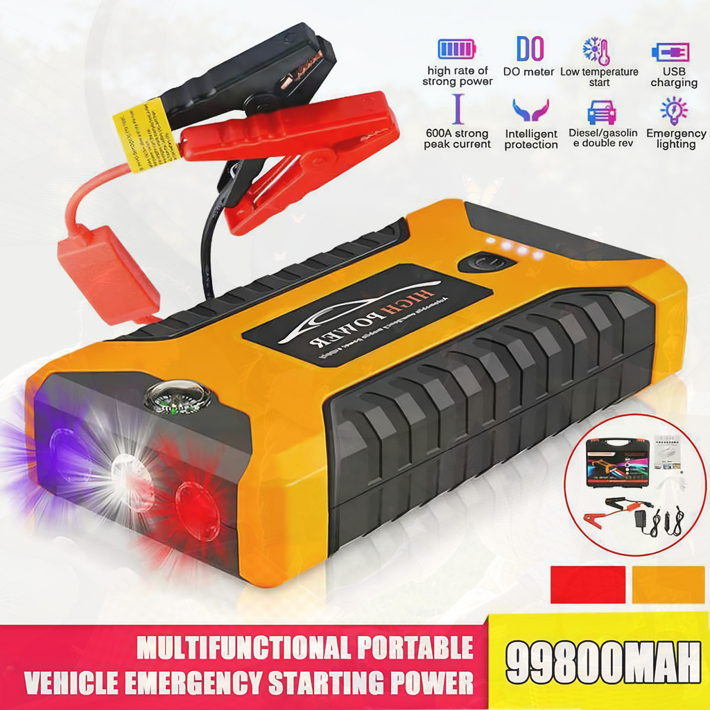 Power Bank 12V Super Besar 99800mAh Jumper Aki Mobil Darurat Powerbank USB Multifungsi Senter LED Te