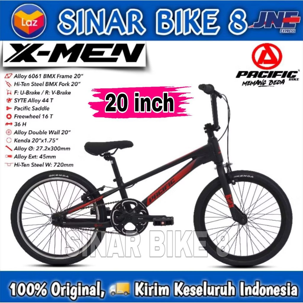 Sepeda Anak Laki BMX PACIFIC X MEN Alloy Ukuran 20 Inch Usia 8-10 Tahun