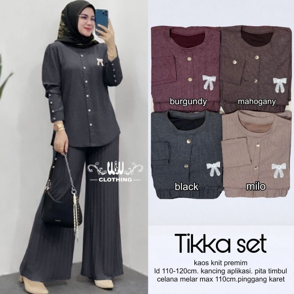 ada grup reseller tanyakan ke admin er elrumi Setelan Wanita Murah Terbaru Tikka Set Kaos Knit Premi