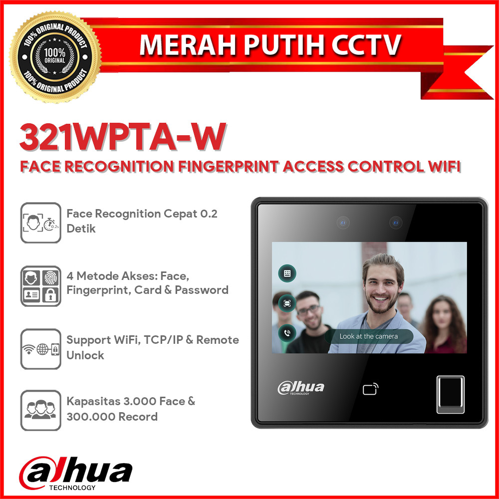 DAHUA DH-321WPTA-W FACE RECOGNITION FINGERPRINT ACCESS CONTROL WIFI