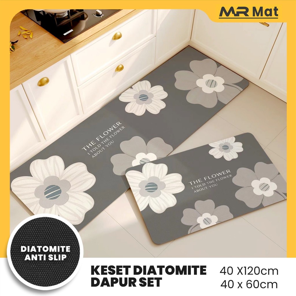 MR MAT Keset Dapur Diatomite Original 2in1 Anti Slip Kitchen Floor Mat Set 40x60cm & 40x120cm