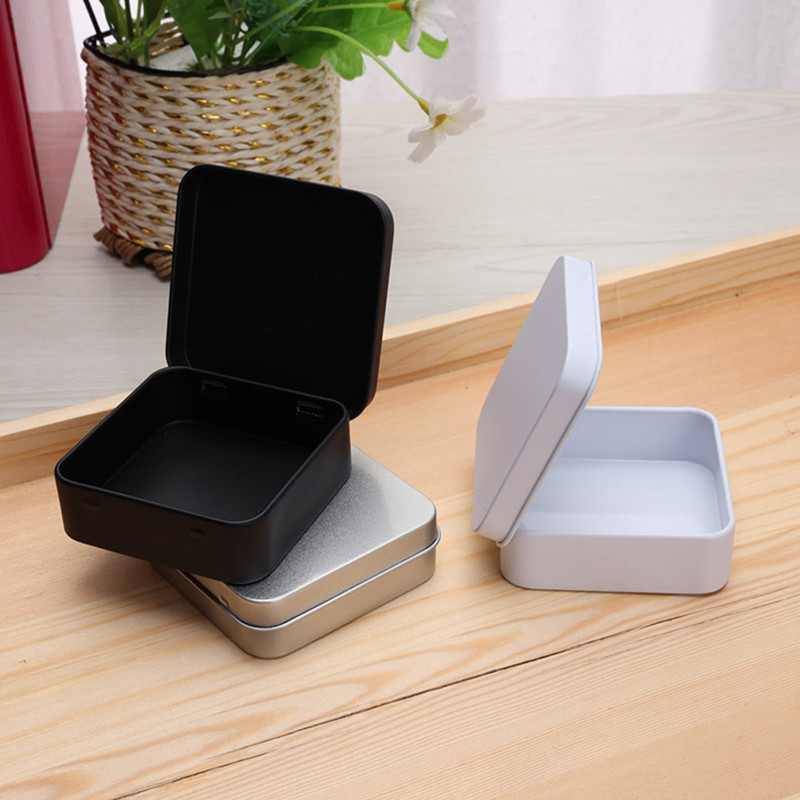 Mini Square Small Tin Box Metal Hinged Flip Storage Tin Box Small Kit Case Jewelry Coin Candy Condom