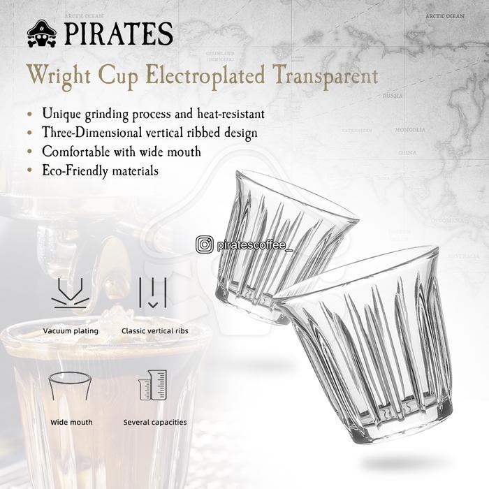 Pirates Gelas Kopi Kaca Tahan Panas 90ml 130ml 160ml 200ml Transparent Bebas Timbal Kadmium Desain B