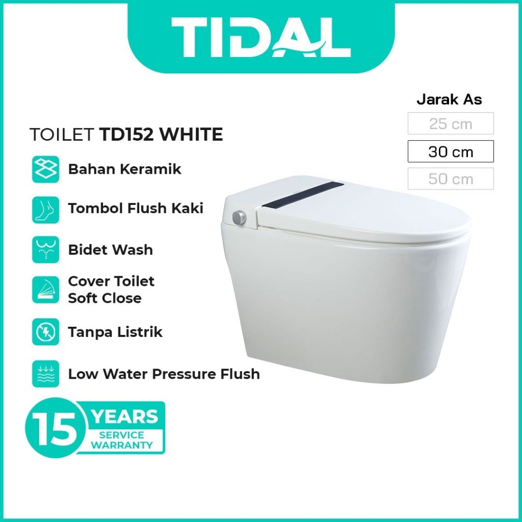 TIDAL Toilet / Kloset Duduk Soft Close Tidal TD152 White