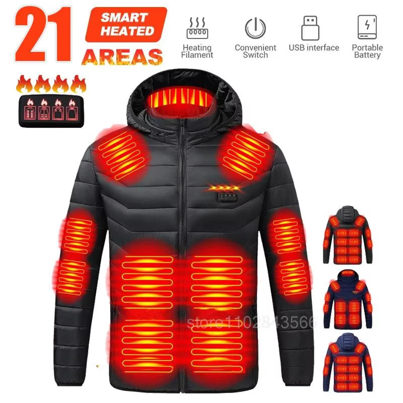 Men Heated Jacket USB Electric Heated Coat Hunting Hiking Camping Outdoor Skiing Heating Jacket Camp