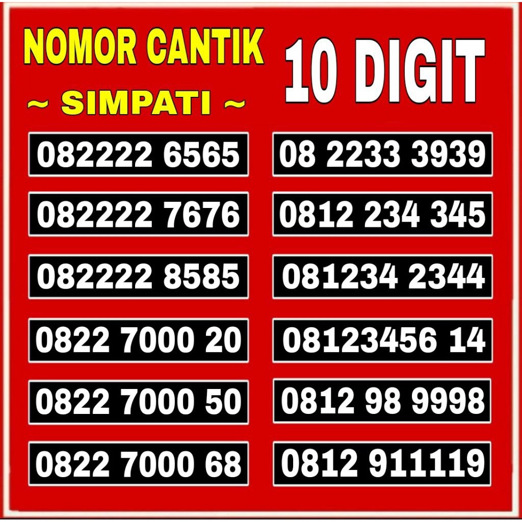 MURAH Nomor Cantik Simpati 10 Digit - Kartu Perdana Telkomsel Simpati 10 Digit