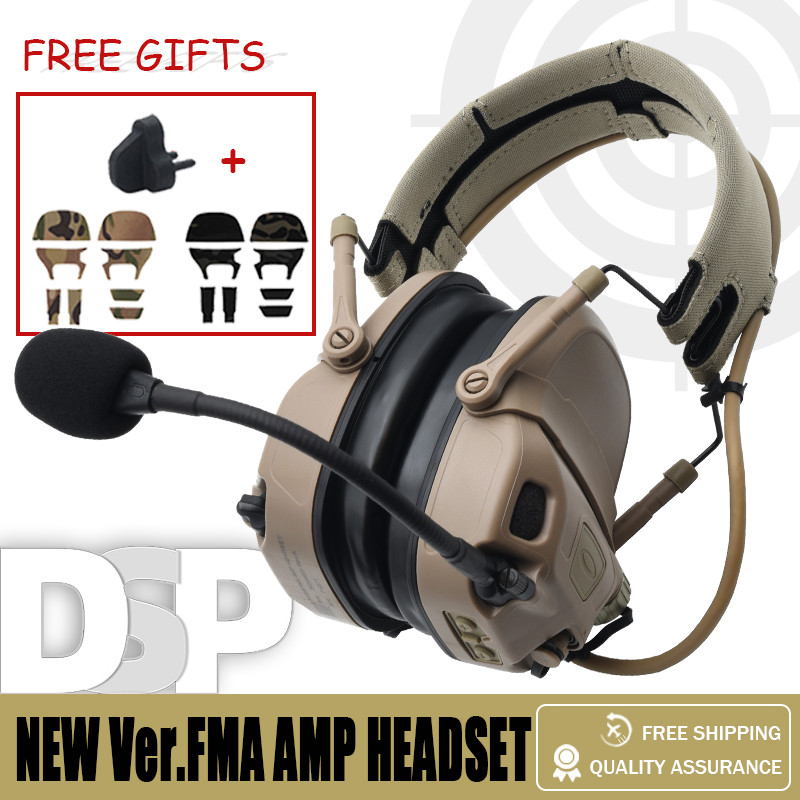 New FCS-TACTICAL AMP Headset Full gital Dual DPS Tactical Communication Noise Reduction Dual-annel V
