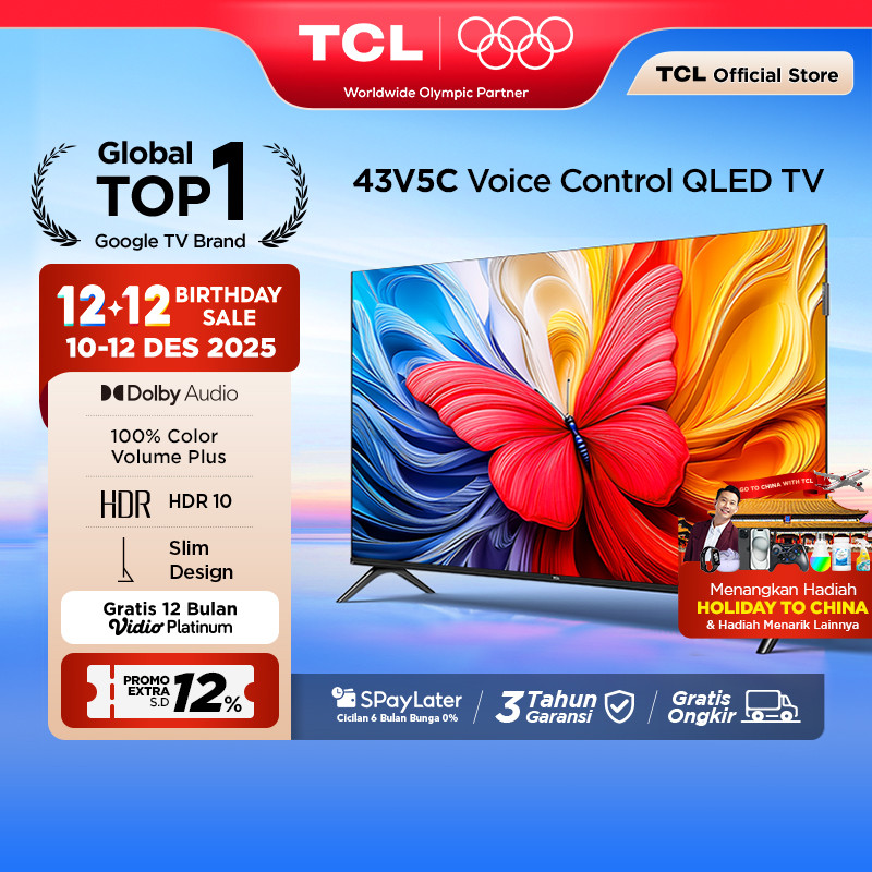 TCL Ultimate QLED FHD TV 43 inch V5C - HDR 10 - Dolby Audio - Google Play/Netflix/Youtube/Disney+Hot