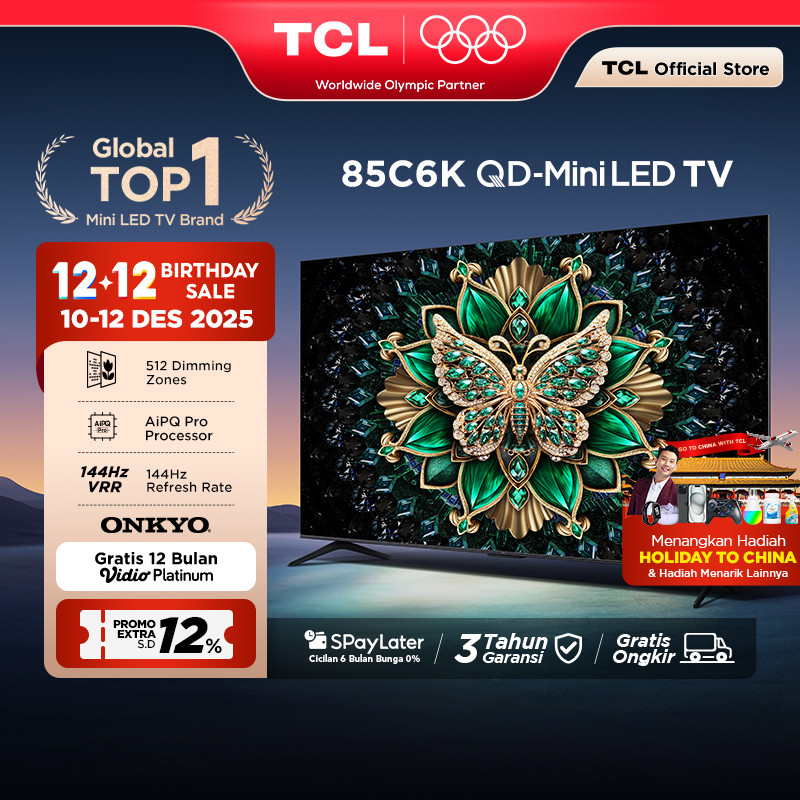 TCL 85 Inch QD-Mini LED C6K - Halo Terminator - Onkyo 2.1 - 144Hz - Matte HVA - Energy Saving (Model