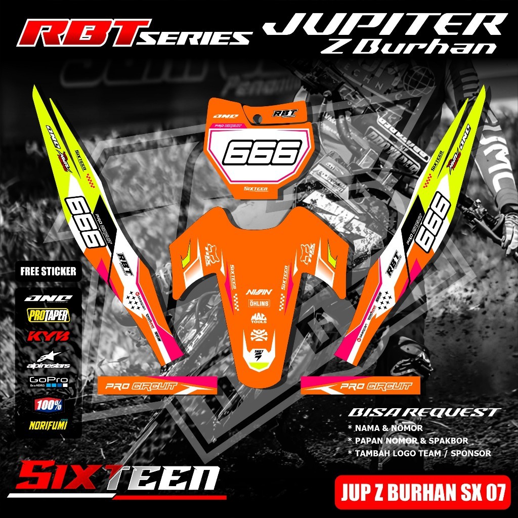 Decal Sticker RBT/GTX JUPITER Z BURHAN Stiker Striping Motor RBT Bebek Modif Terbaru Terviral