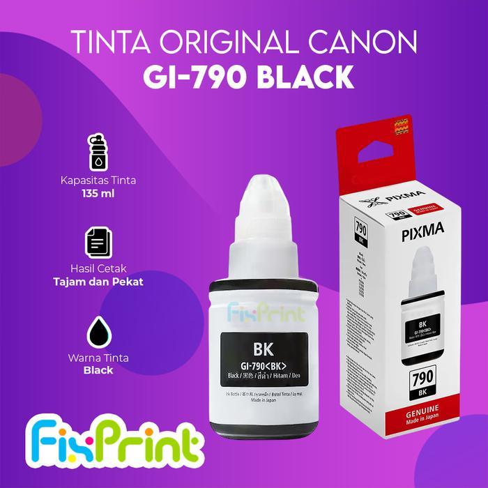 TINTA PRINTER CANON GI790 GI-790 G1010 G2010 G1000 G2000 ORIGINAL ORI - ORIGINAL BOX, Hitam