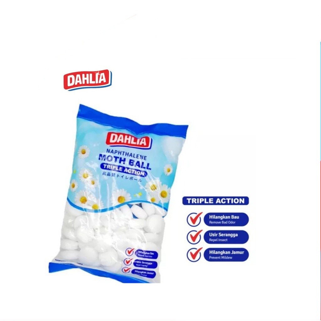 [UniGrosir] Kapur Barus DAHLIA Naphthalene  Kamper Moth Ball Triple Action 300 gr