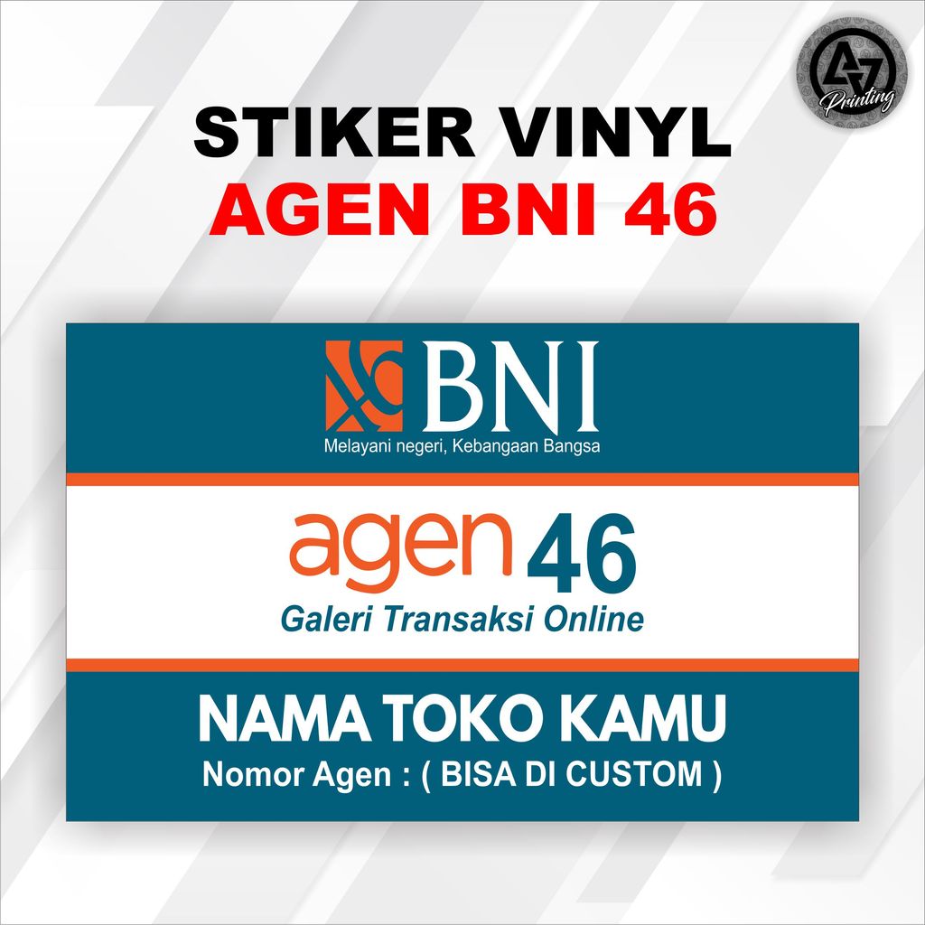 STIKER VINYL NEON BOX AGEN BNI 46 (CUSTOM, MODEL DAN NAMA AGEN TULIS DI CATATAN/CHAT)