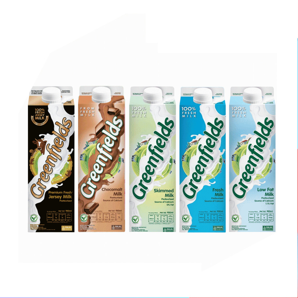 [UniGrosir] Greenfields FRESH Milk 950 ml Jersey Skim Low Fat Caffe Latte Greenfield Susu Segar with
