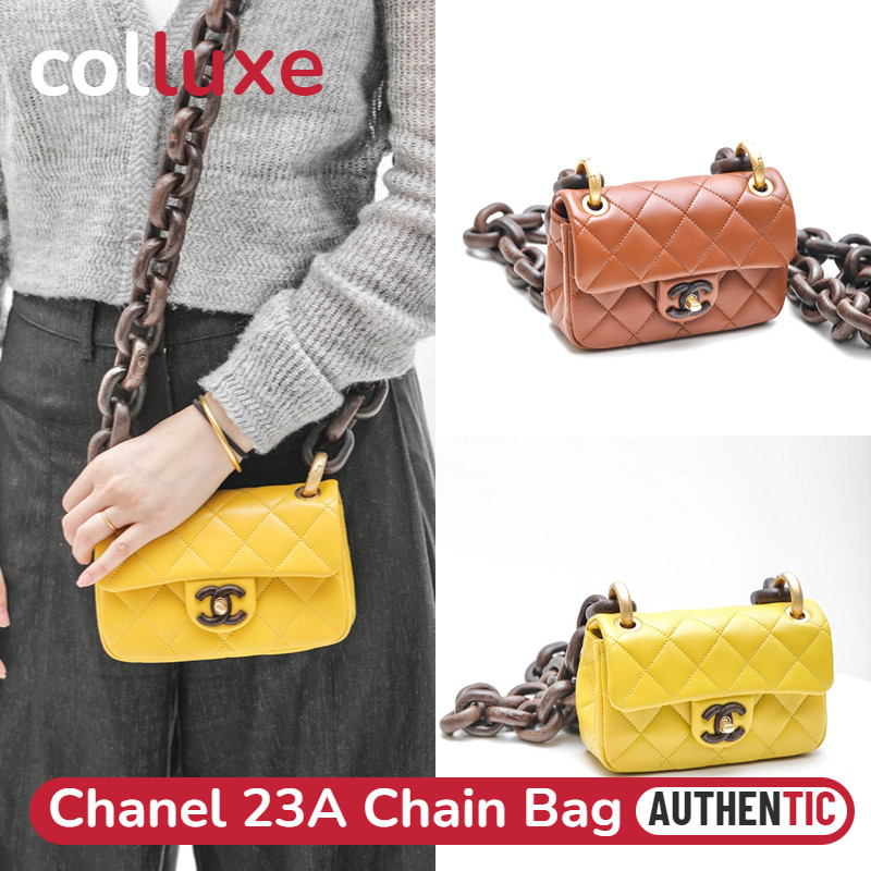 23A BaruTas Mini Rantai Tebal Chanel Flap Tas Rantai Kulit Domba