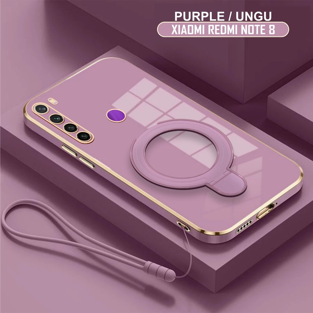 Soft Case Xiaomi Redmi Note 8 / 8 Pro CaseRing Plating Magnetic Free Tali Lanyard Casing Handphone