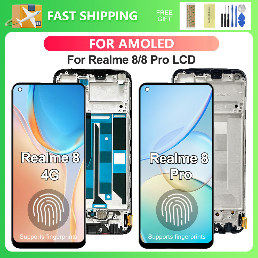 AMOLED For OPPO Realme 8 4G For Realme 8 Pro RMX3085 RMX3081 LCD splay Touch Screen gitizer Assembly