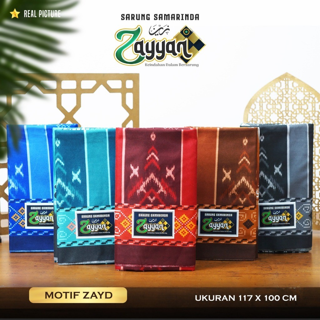 Zayyan Sarung Samarinda ASLI JUMBO ( 117 x 100 cm ) ( Zayd ) HALUS dan WANGI / Sarung Pria Muslim