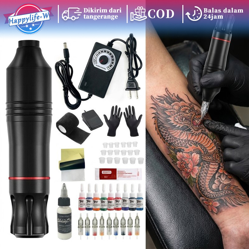 Kit Pena Tato Mesin Tato Rotary Full Set Alat Tato Lengkap Elektrik