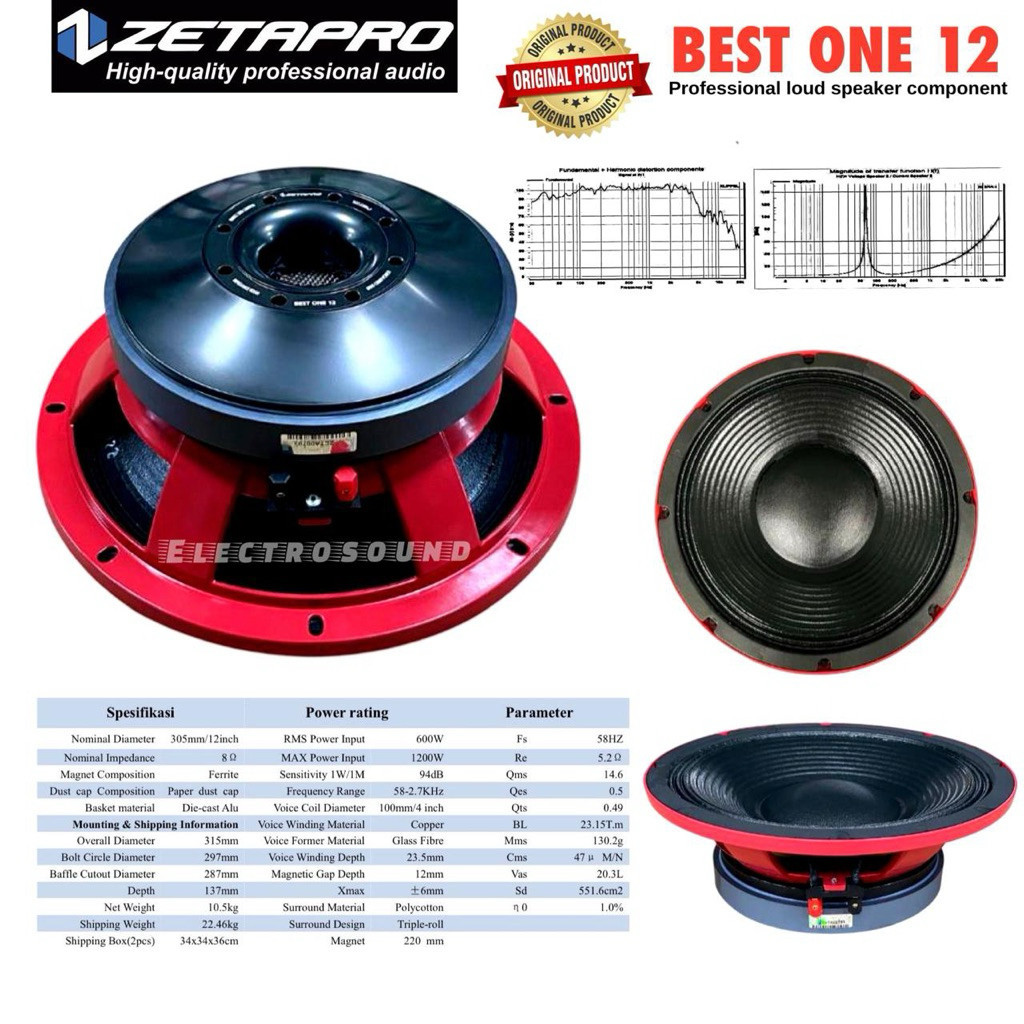 Komponen Speaker Zetapro BEST ONE  / Zetapro Best One  00W / Zetapro Original