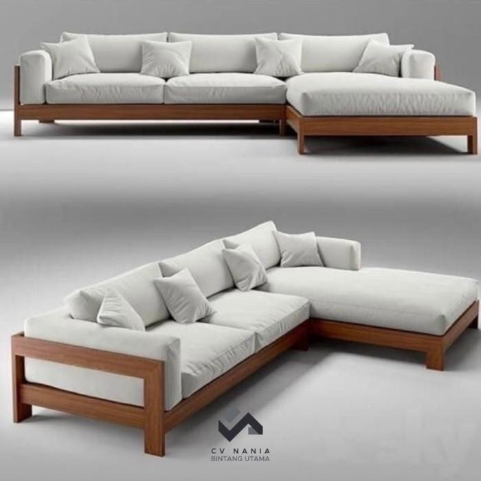 sofa tamu minimalis kayu jati sudut