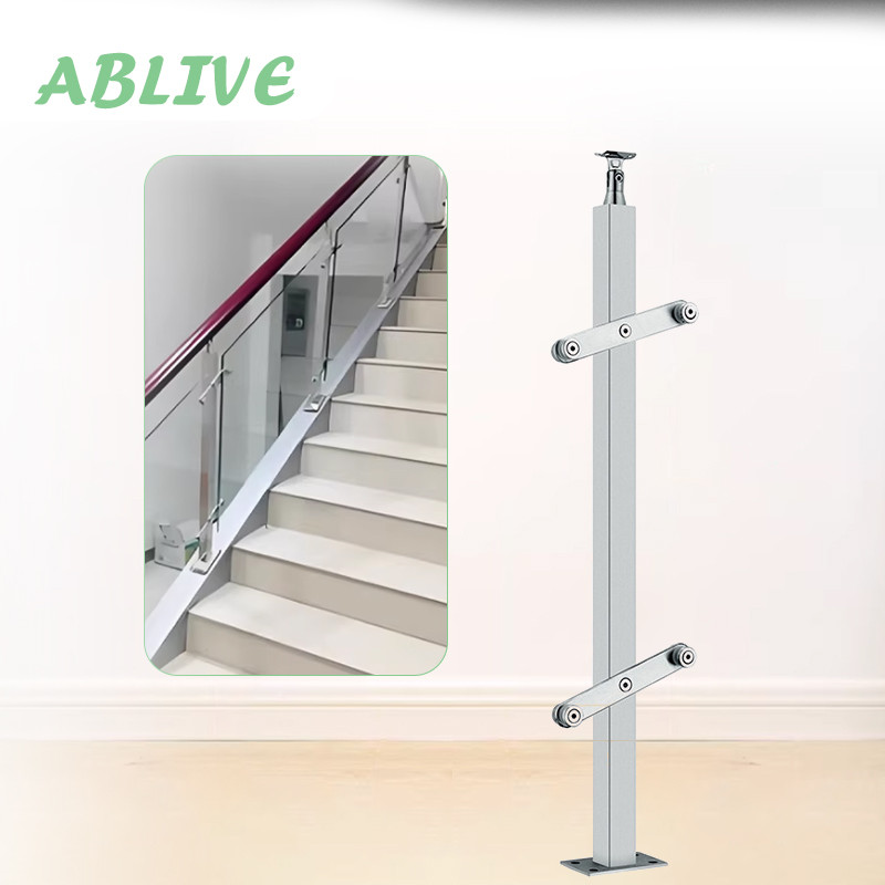85cm Tiang Railing Tangga Kaca Kolom Pegangan Tangga Square Tiang Railing Tangga Stainless 304