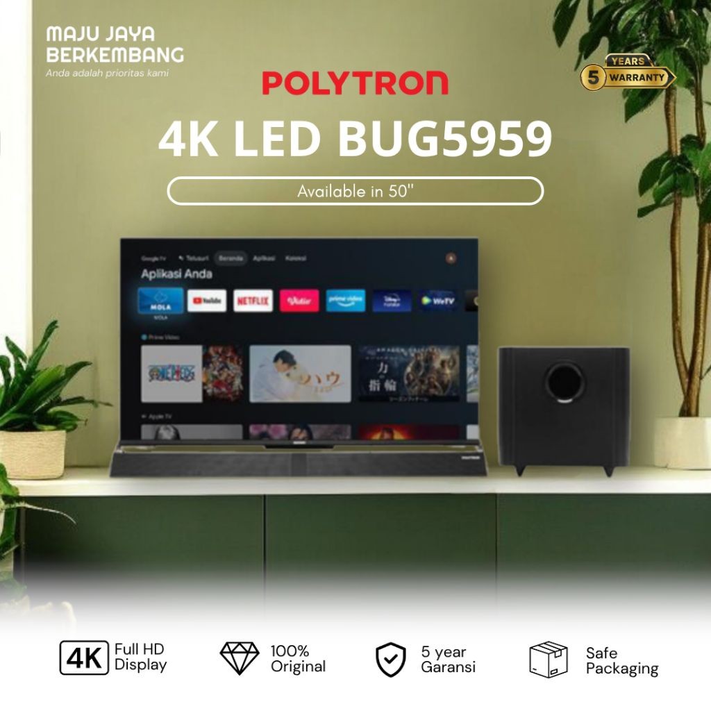 POLYTRON 50BUG5959 4K GOOGLE TV include Soundbar 50 Inch bug5959