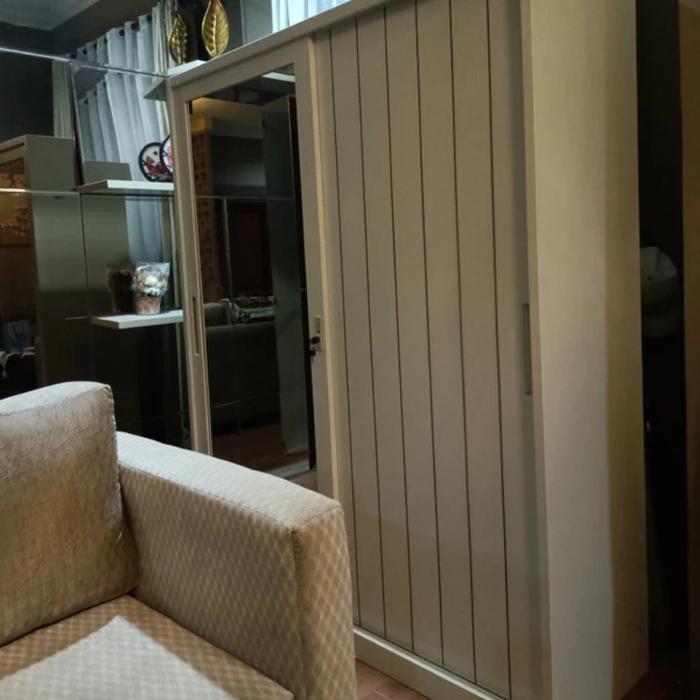 lemari pakaian sliding besi premium - 150cm Garis