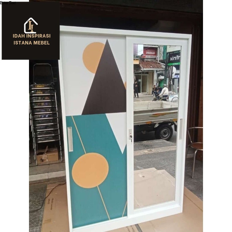 PROMO Lemari besi sliding 2 pintu Jumbo / Lemari besi importa / Lemari pakaian sliding Minimalis