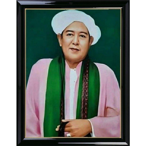 Hiasan dinding Murah Lukisan Cetak poster Abah Guru Sekumpul plus bingkai ukuran 53x35