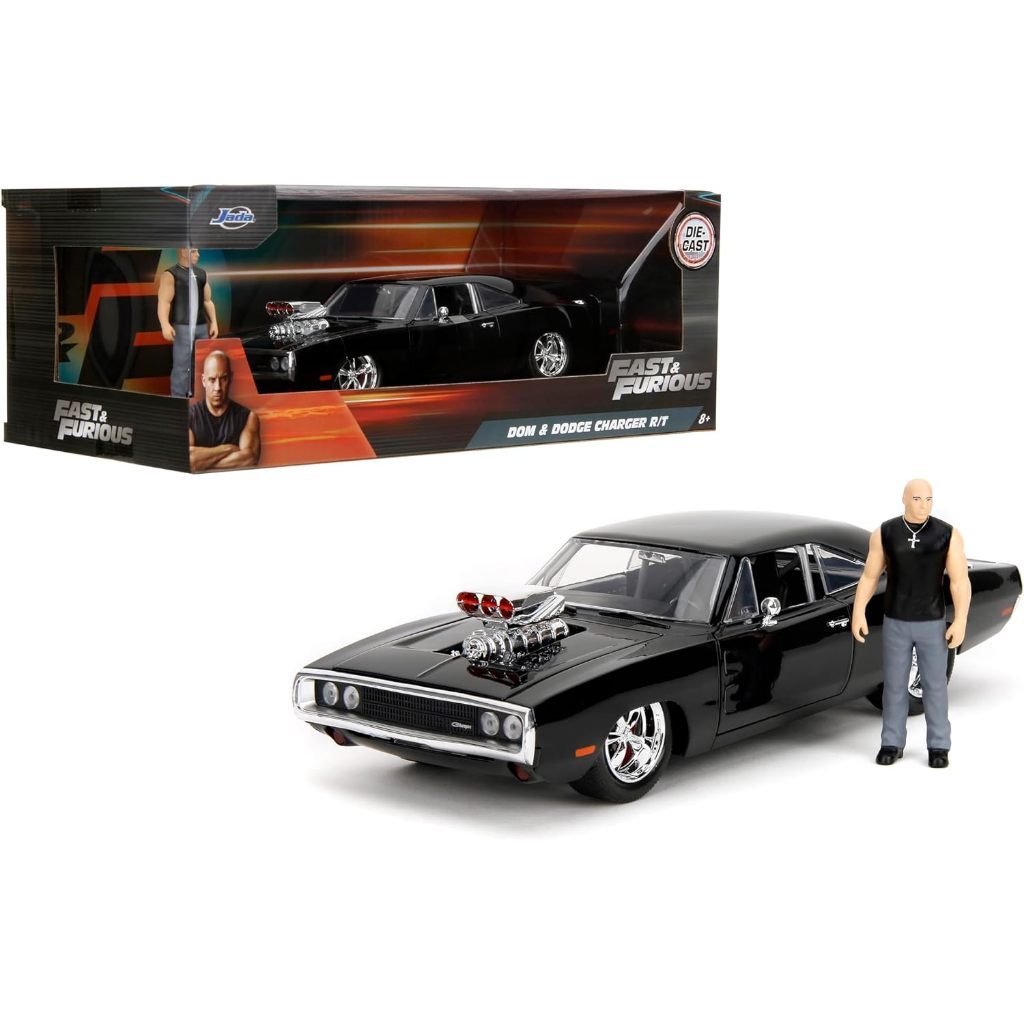 4785 Jada Fast & Furious 1:24 Dom's Dodge Charger Die-cast Car & 2.75" Dominic Toretto Figure, Toys 