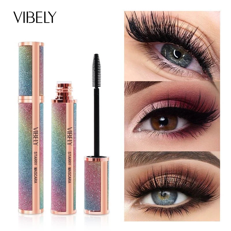 VIBELY Starry Sky Long Mascara tebal, melengkung, tahan air, tahan lama, tahan keringat dan tidak be