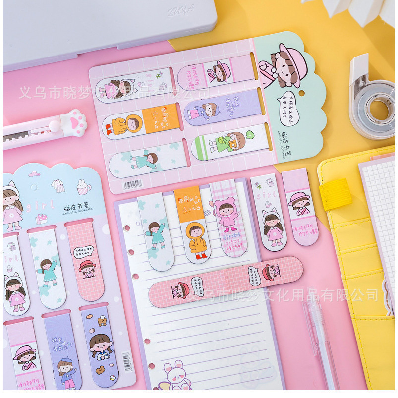 PEMBATAS BUKU MAGNET LUCU ANAK SEKOLAH  / BOOKMARK MAGNET MOTIF KARTUN LUCU UNIK