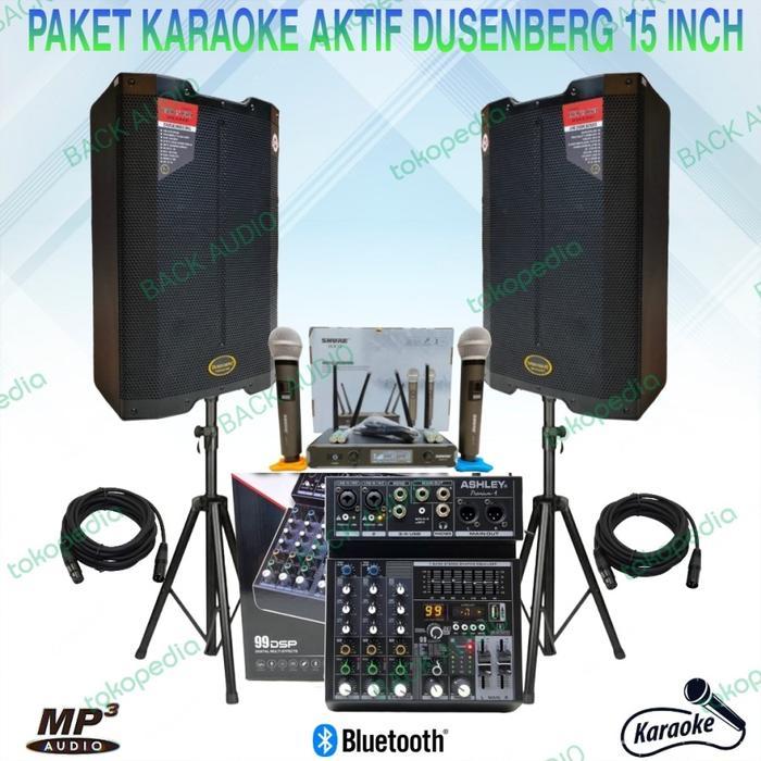 paket sound 2 speaker aktif 15 inch karaoke 4 channel sound komplit