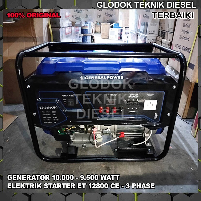 Genset Generator Bensin 10000 9500 WATT ET12800CE ET 12800 CE 3 PHASE 380 Volt Elektrik Starter Gene