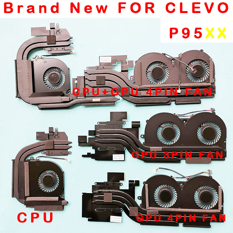 New CPU/GPU Cooling Raator Heatsink Fan for Clevo P950 P950HP P950HR P950ER P955HR  6-31-P9502-HB0-P