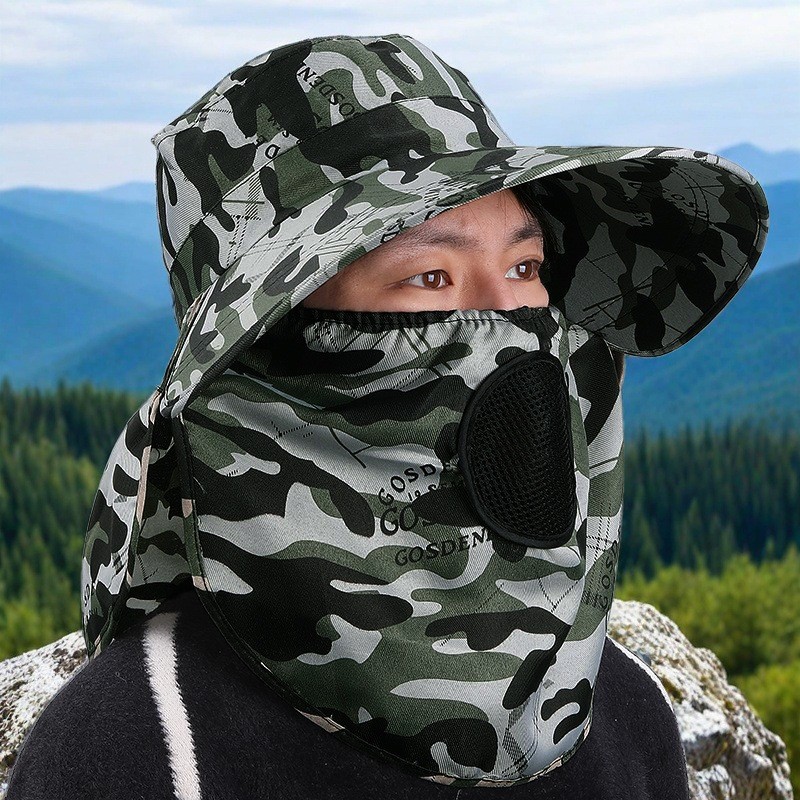 Topi Outdoor Abu Klasik Wanita – Topi Penutup Wajah & Leher Anti Panas Unisex