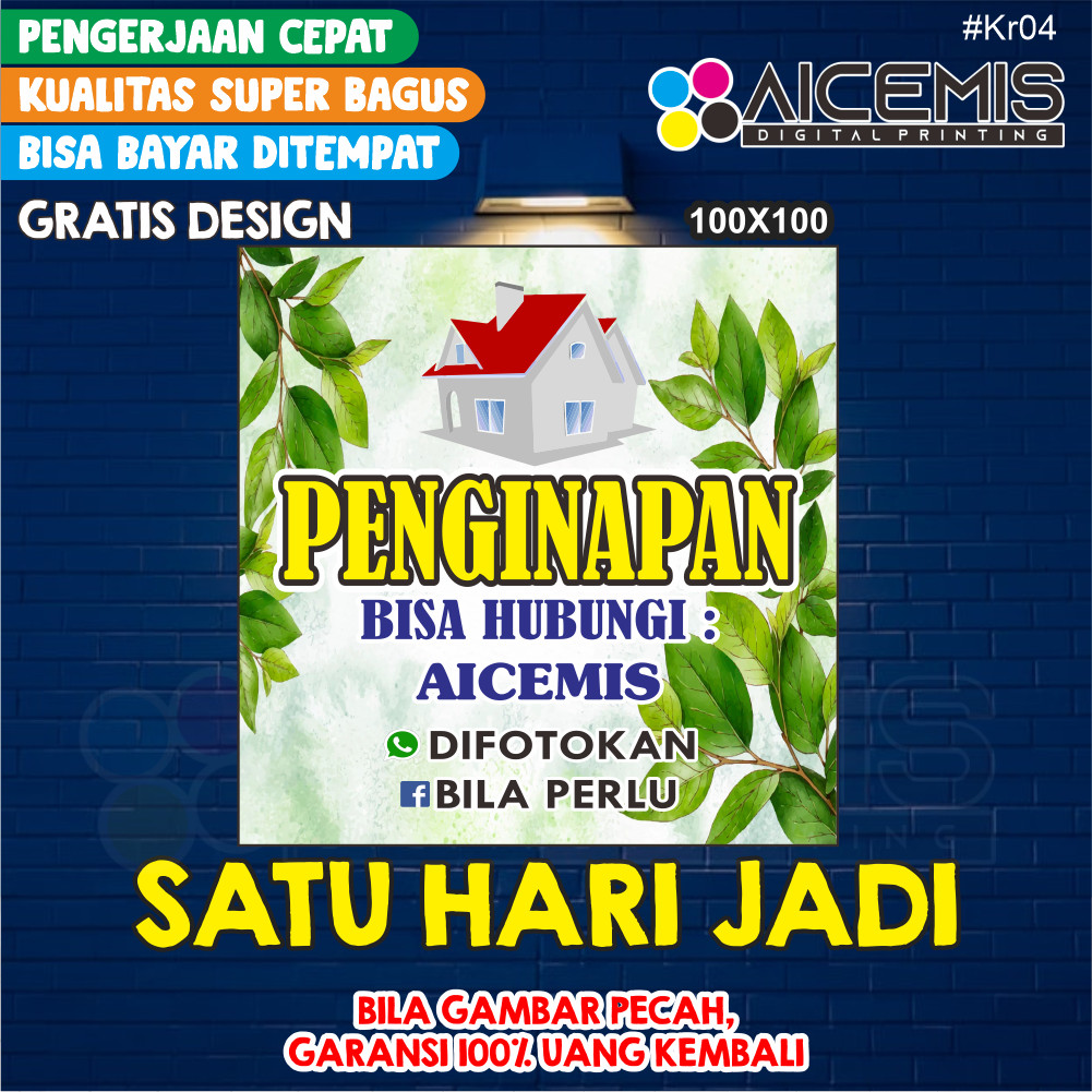 spanduk kos kosan / spanduk kost2an / SPANDUK PENGRINAPAN / Spanduk Warung / Spanduk Konter / Banner