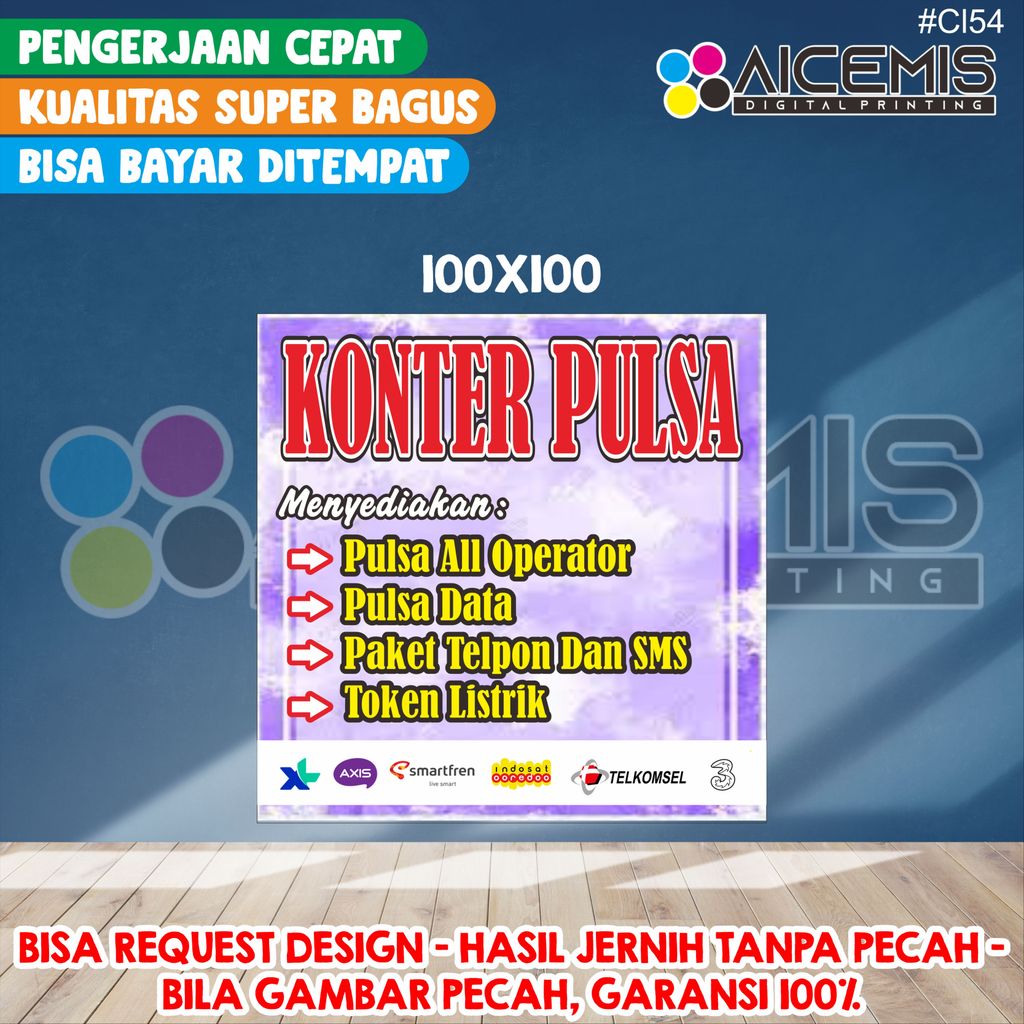 Spanduk 1 Hadi Jadi / Spanduk Jualan / spanduk banner etalase konter pulsa / spanduk konter hp / ban