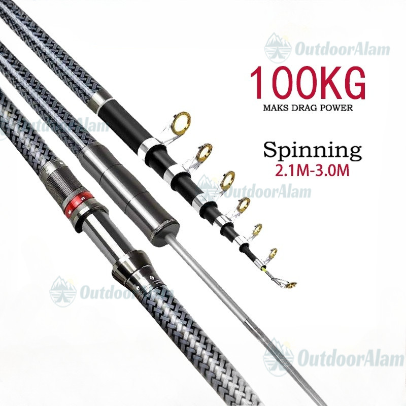 DAWAI Pancing 2.1m-3.6m Carbon Fiber Spinning Rod Joran Pancing Alat Memancing Ringan dan Kuat
