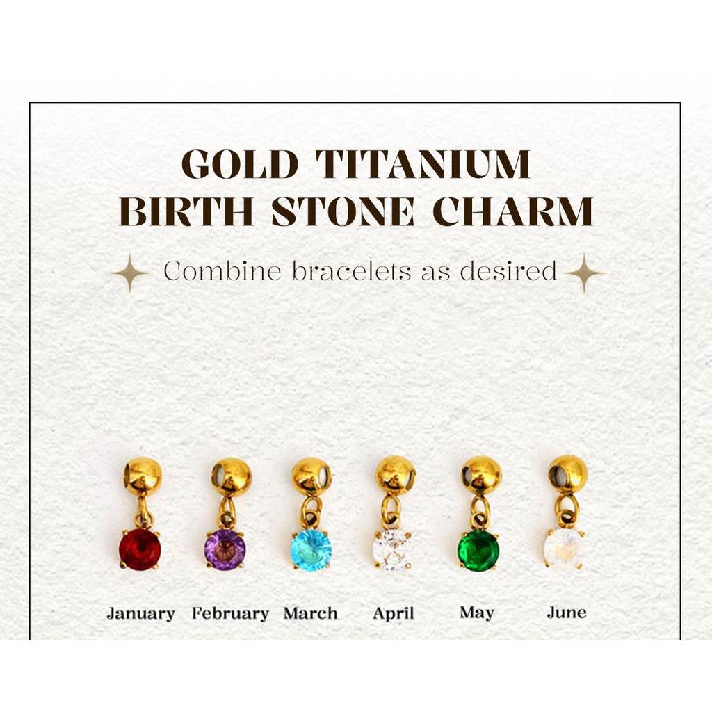 Spar.co Gold Titanium Birth Stone Charm - Liontin Titanium Berlapis Emas Bentuk Bandul Batu Berlian 