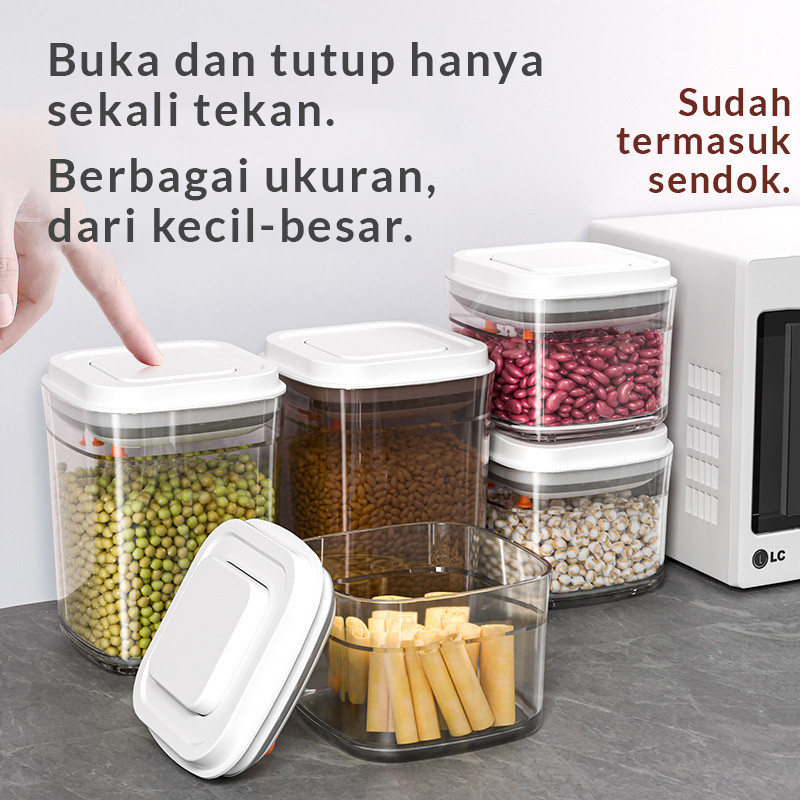 FUJA.ID Susun - Toples Kotak Susu Bubuk Bayi 350ml / 2.3 Liter Model Tekan Tupperware 2 Ltr Besar BP