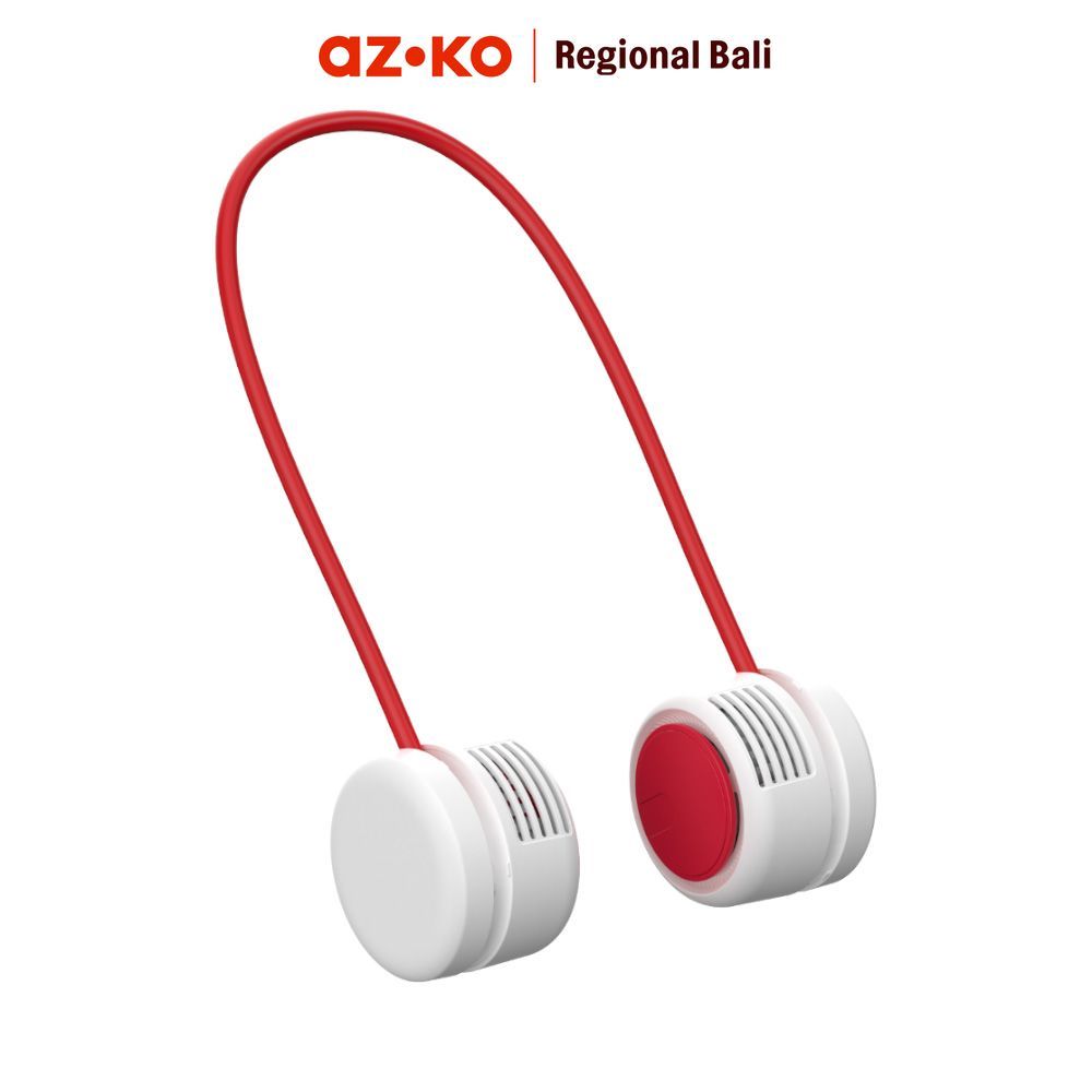 AZKO Apa Kipas Angin Leher Rechargeable 2 In 1 - Merah Portable Neck Fan Kipas Pundak Leher Travel F