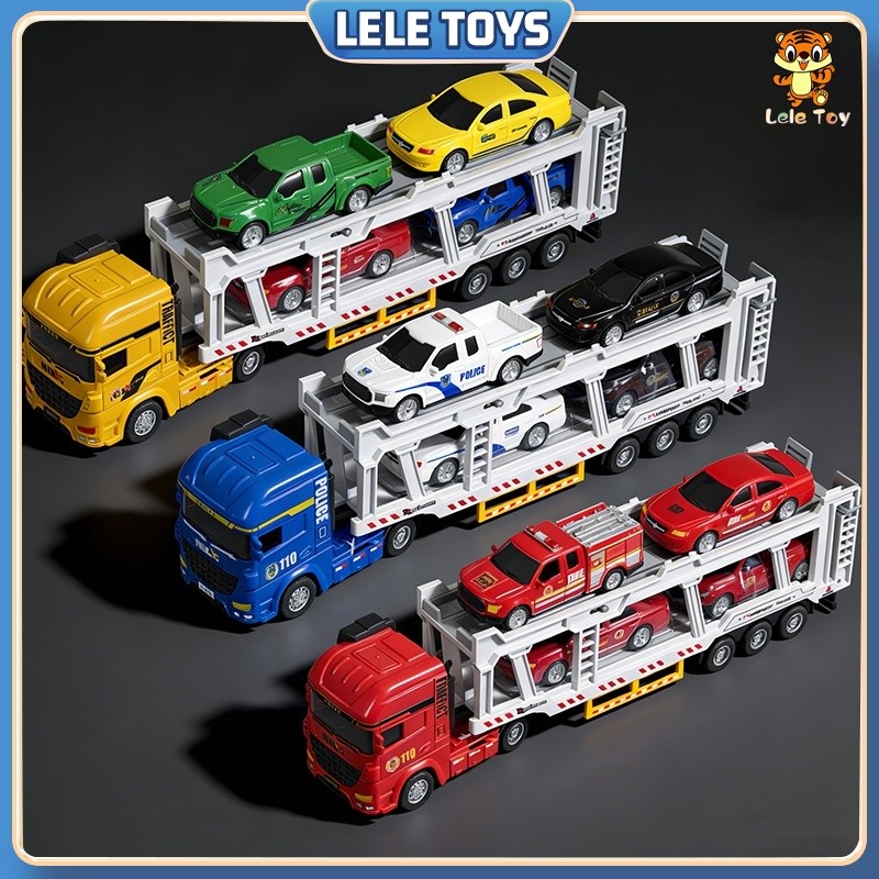 Leletoys Besar Double Layer Transportasi Trailer Tugas Berat Trailer Transportasi Mobil Model Mainan